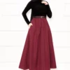 Pocket Detail Sports Terikoton Skirt Burgundy