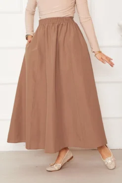 Alternatieve weergave van Pocket Detail Sporty Terikoton Skirt Camel