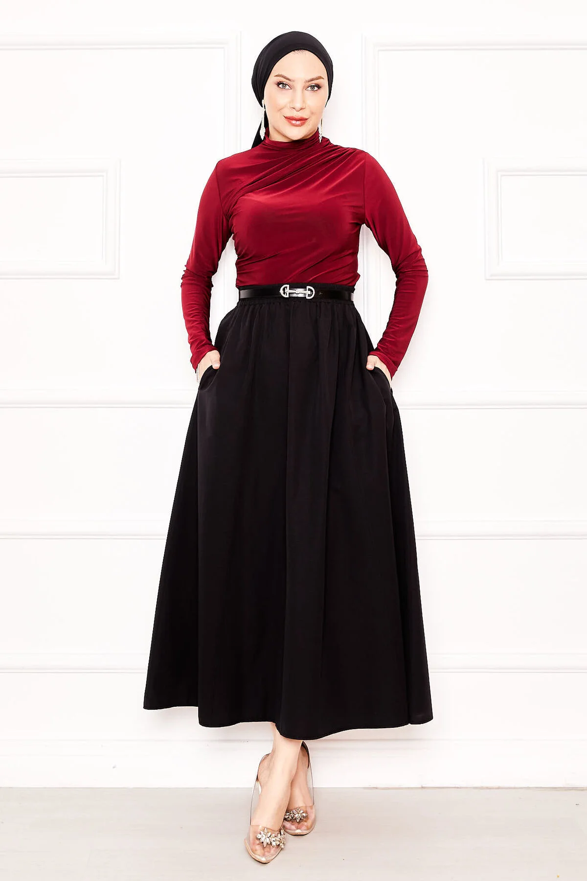 Pocket Detail Sports Terikoton Skirt Black