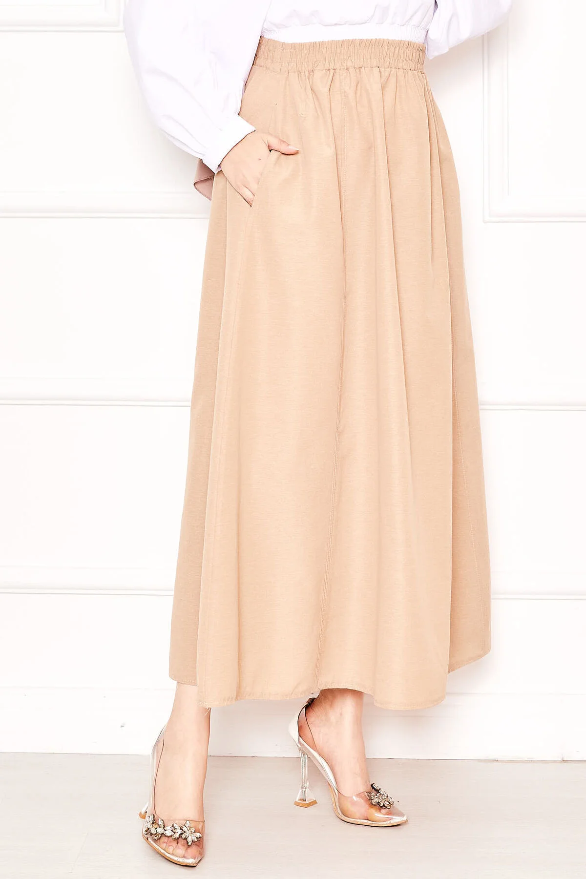 Pocket Detail Sporty Terikoton Skirt Mink - Imagen 2