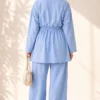 Pocket Flap Waist Tunic Set Baby Blue – Image 3