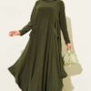 Pocket Asymmetrical Cut Sandy Dress Khaki