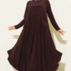 Pocket Asymmetrical Cut Sandy Dress Brown