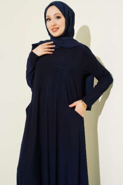Alternative Ansicht von Pocket Asymmetrical Cut Sandy Dress Navy Blue