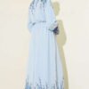 Floral Print Brit Button Chiffon Dress Baby Blue - Imagen 3