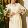 Floral Print Brit Button Chiffon Dress Yellow - Image 2