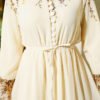 Floral Print Brit Button Chiffon Dress Yellow - Image 4