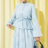Floral Embroidered Ruffled Skirt Set Blue – Bild 2
