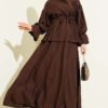 ⁦Double Button Kimono Set Brown⁩ - الصورة ⁦5⁩