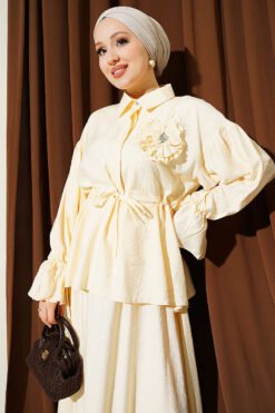 Alternatieve weergave van Flower Brooch Belted Tunic Set