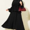 Low Shoulder Modal Two-Piece Set Black – Image 5