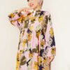 Floral Pattern Tiered Button Dress Pink - immagine 2