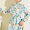Floral Ruffled Belted Dress Baby Blue - Afbeelding 2