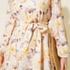 Floral Ruffled Belted Dress Beige - الصورة 4