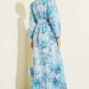 ⁦Floral Ruffled Belted Dress Blue⁩ - الصورة ⁦3⁩