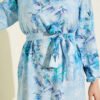 ⁦Floral Ruffled Belted Dress Blue⁩ - الصورة ⁦4⁩