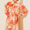 Floral Ruffled Belted Dress Orange - Afbeelding 2
