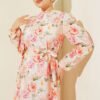 ⁦Floral Ruffled Belted Dress Pink⁩ - الصورة ⁦2⁩