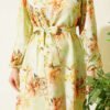 Floral Ruffled Belted Dress Green - الصورة 4