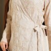 Flower Embroidered Tied Kimono Beige wholesale kimono view 4 - Hicabistan Turkey factory