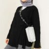 Flower Embroidered Tied Kimono Black