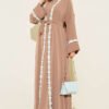 Floral Motif Belted Abaya