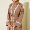 Floral Motif Belted Abaya – Image 2