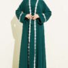 Floral Motif Belted Abaya Emerald