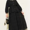 Floral Embroidered Two-Piece Set Black