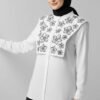 Floral Embroidered Mandarin Collar Shirt White