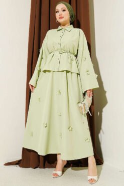 Floral Embellished Tie-String Skirt Set