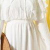 Floral Baby Collar Belted Dress Ecru - Image 4