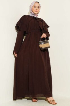 Vue alternative de Floral Baby Collar Belted Dress Brown