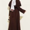 ⁦Floral Baby Collar Belted Dress Brown⁩ - الصورة ⁦3⁩