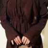 ⁦Floral Baby Collar Belted Dress Brown⁩ - الصورة ⁦4⁩