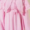 Floral Baby Collar Belted Dress Pink - Image 4