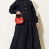 Denim Jacket and Skirt Two-Piece Set Navy Blue