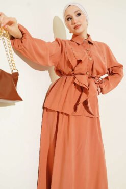 Double Ruffled Tie-Belted Modal Skirt Set