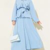 Double Ruffled Tie-Belted Modal Skirt Set Blue