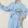 ⁦Double Ruffled Tie-Belted Modal Skirt Set Blue⁩ - الصورة ⁦2⁩
