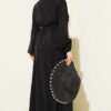 Double Ruffled Tie-Belted Modal Skirt Set Black – Bild 3