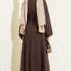 ⁦Double Gold Button Tencel Skirt Set Brown⁩ - الصورة ⁦3⁩
