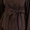 ⁦Double Gold Button Tencel Skirt Set Brown⁩ - الصورة ⁦4⁩