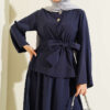 Gold Button Detail Waist Tunic Two-Piece Set Navy Blue – Image 5