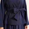 Double Gold Button Tencel Skirt Set Navy Blue - immagine 4