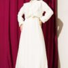 Double V Ruffled Skirt Set Ecru