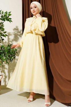 Double V Ruffled Skirt Set Yellow