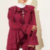 Double Collar Tied Two-Piece Set Burgundy – Image 2
