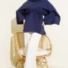 Removable Shawl Detail Modal Tunic Navy Blue - Image 2