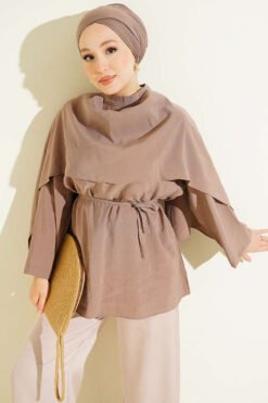 Removable Shawl Detail Modal Tunic Mink